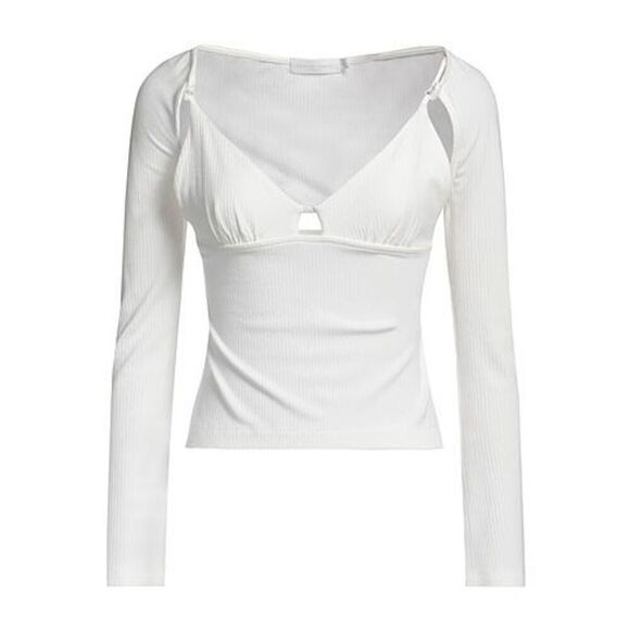 Jonathan Simkhai NWT Dakota Ribbed Cutout Top in White Size M - Picture 1 of 8